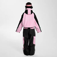 Lovely Ant Sweet Pink & Black Color-Blocked Ski Suit Set