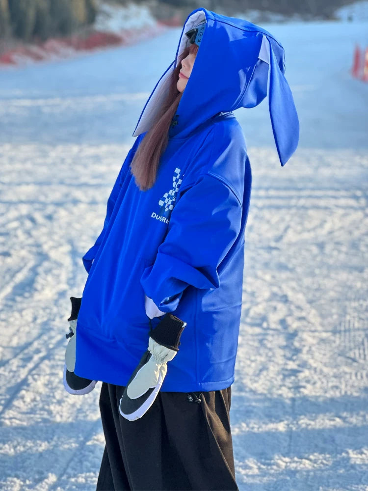 DOOREK Long Bunny Ear Waterproof Ski Hoodie