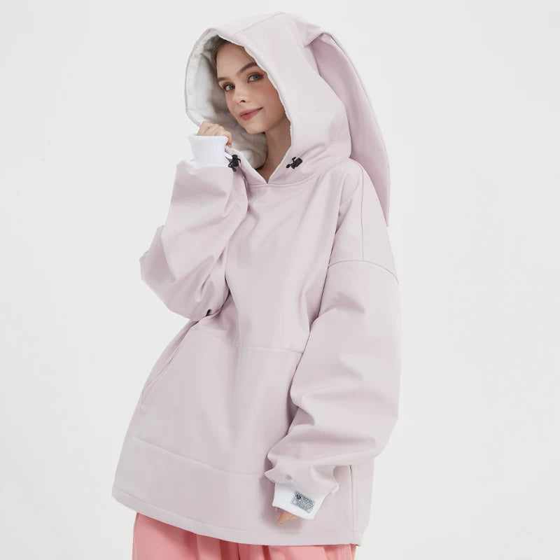 DOOREK Long Bunny Ear Waterproof Ski Hoodie