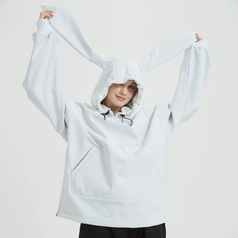 DOOREK Long Bunny Ear Waterproof Ski Hoodie