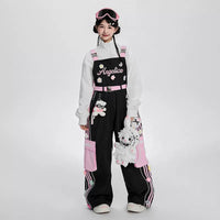 Lovely Ant Sweet Pink & Black Color-Blocked Ski Suit Set