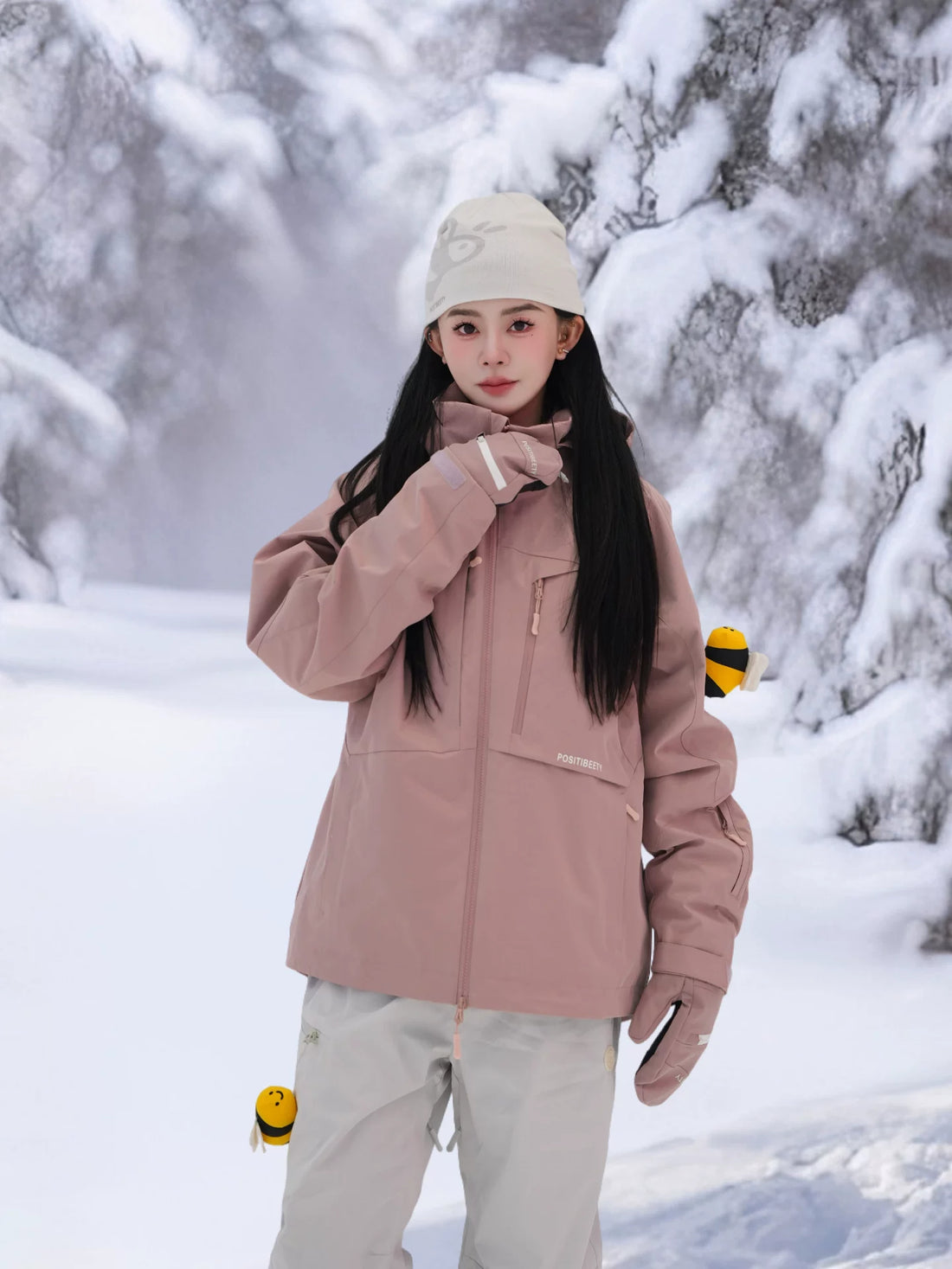 POSITIBEETY 3L Alpine Charm Padded Snow Jacket - Blossom Pink