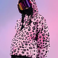 DOOREK Pink Leopard Print Waterproof Ski Suit Set