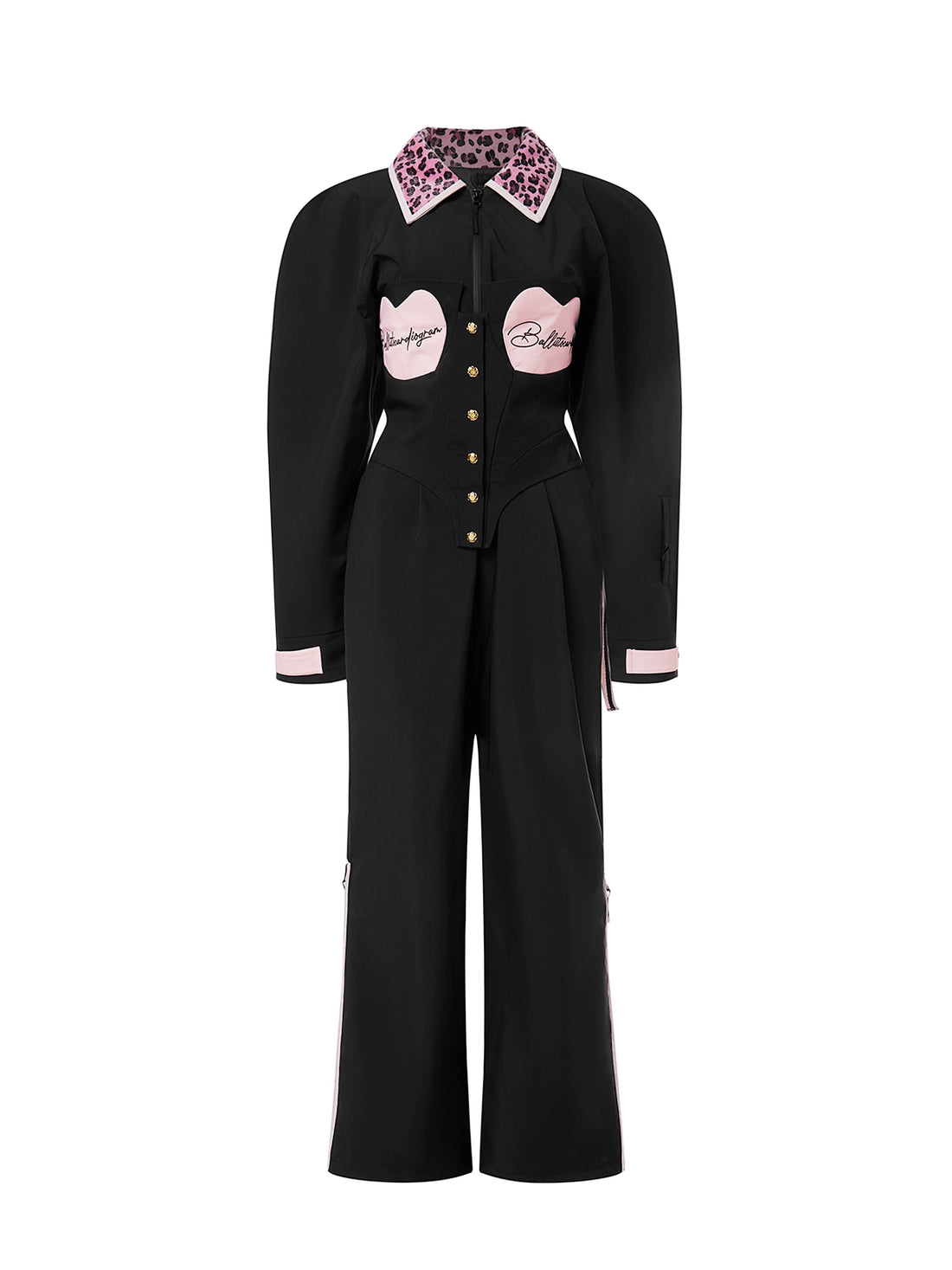 BCG Black & Pink Slim Fit Insulated One-Piece Ski Suit