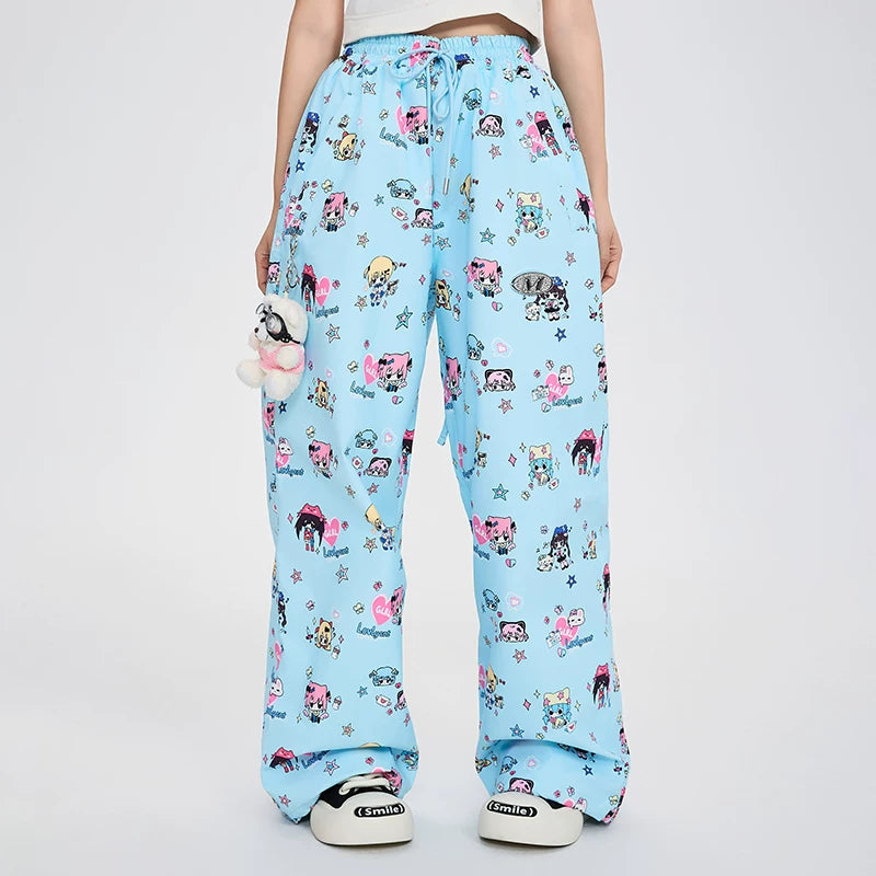 Lovely Ant Y2K Aesthetic Blue Graphic Waterproof Ski Suit Set