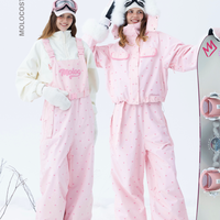 Molocoster Pink Heart Fur-Trimmed Ski Suit Set