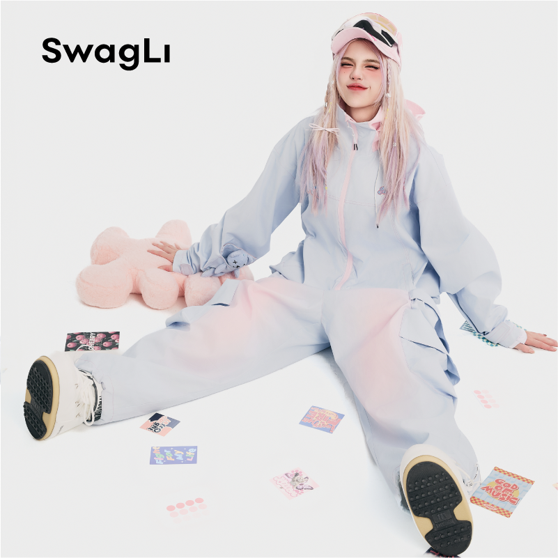 Swagli Bubble Gum Oversize Snowboarding Jacket & Pants