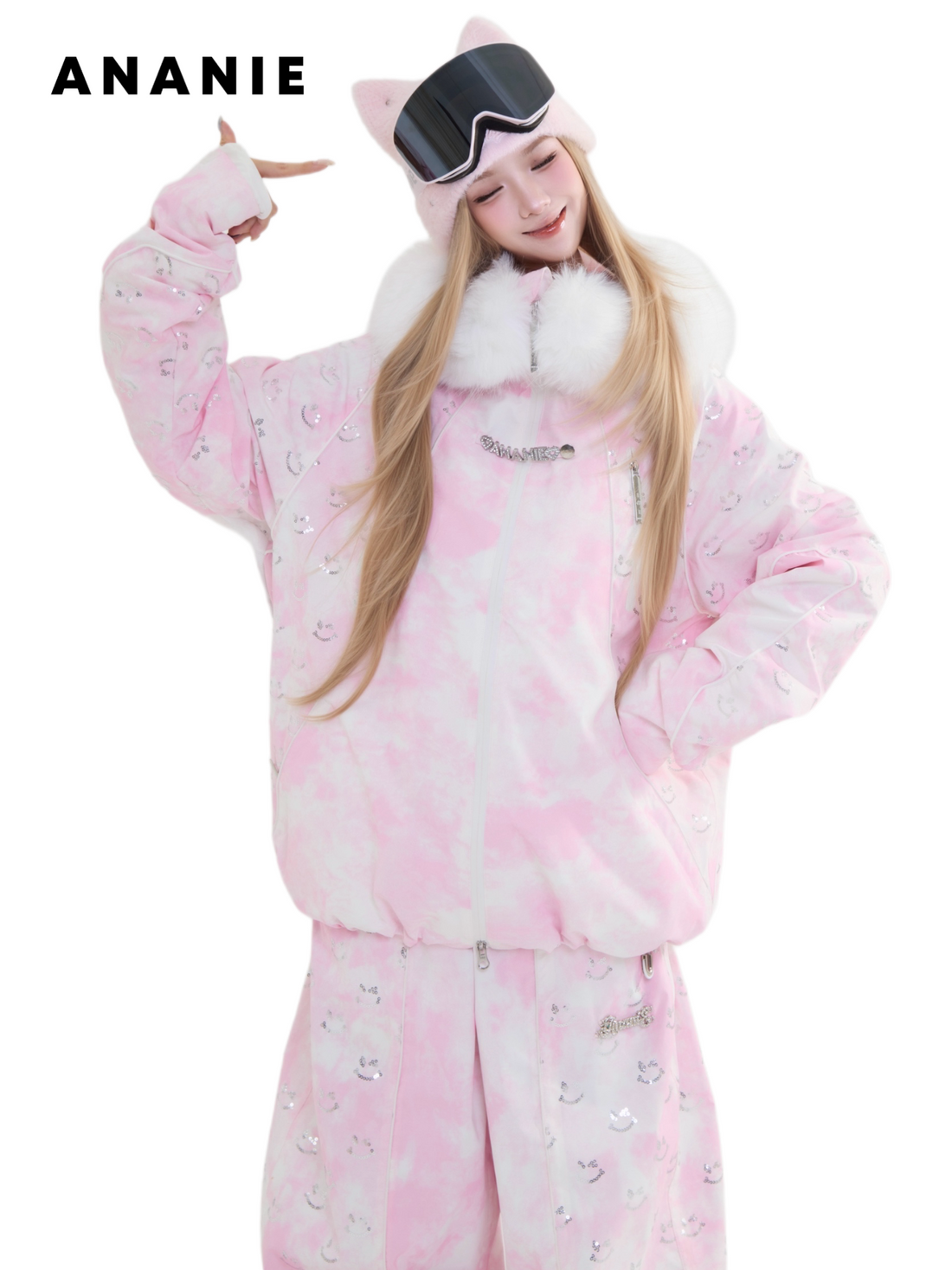 Ananie Fluffy Snow Cloud Women’s 3L Waterproof Ski Jacket & Pants Set