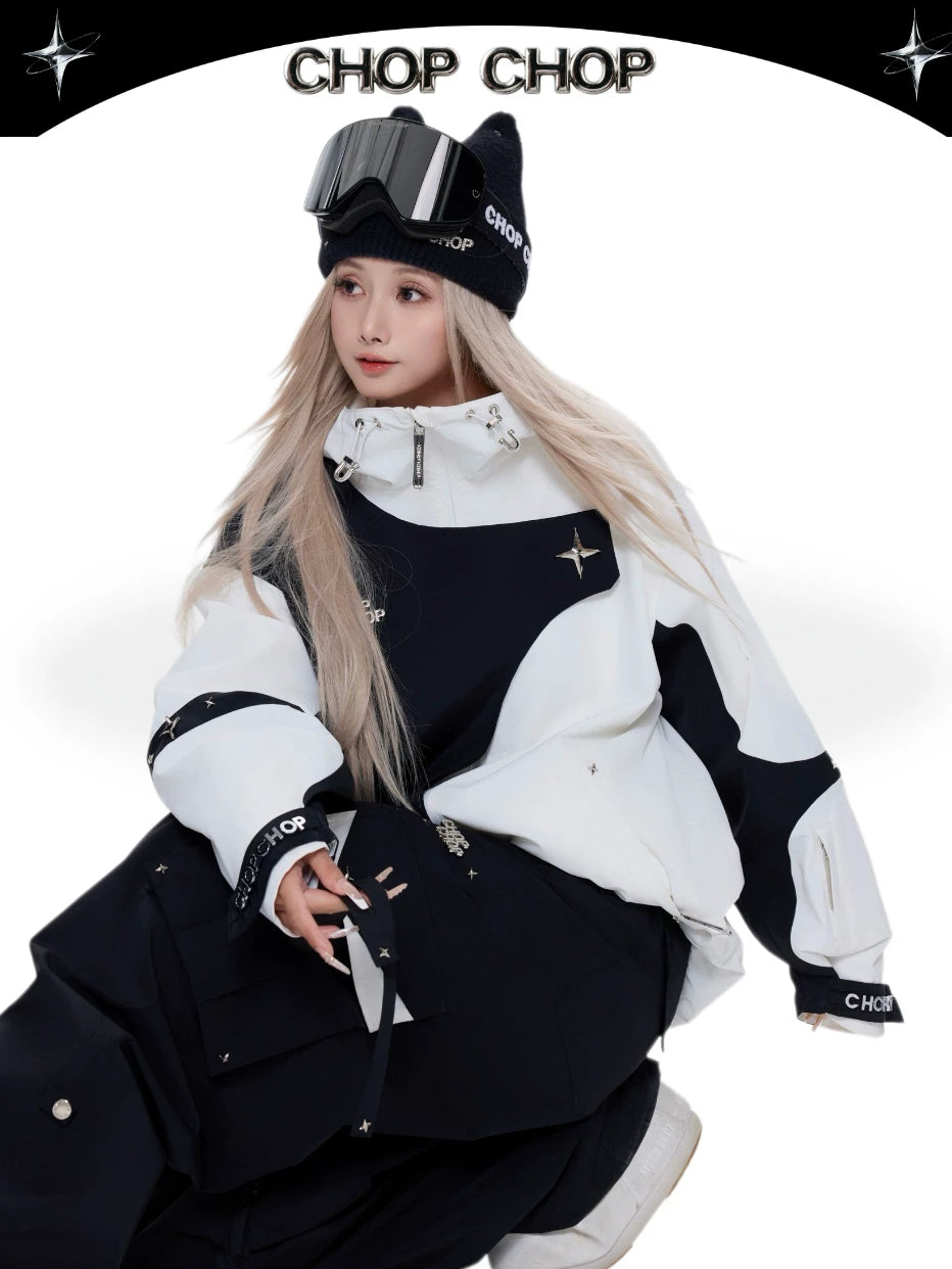 CHOPCHOP Asymmetrical Colorblock Padded Snow Suit
