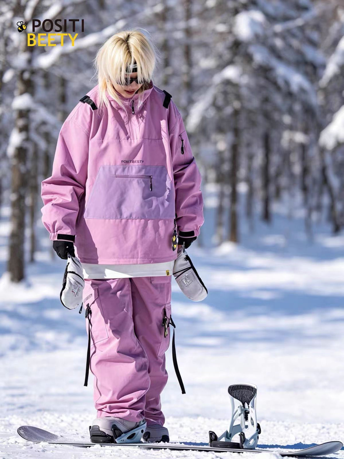 POSITIBEETY Contrasting Color Ski Suit