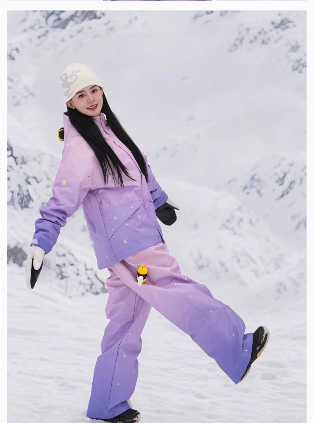 POSITIBEETY 3D Mirror Diamond Detachable Doll Snow Suit