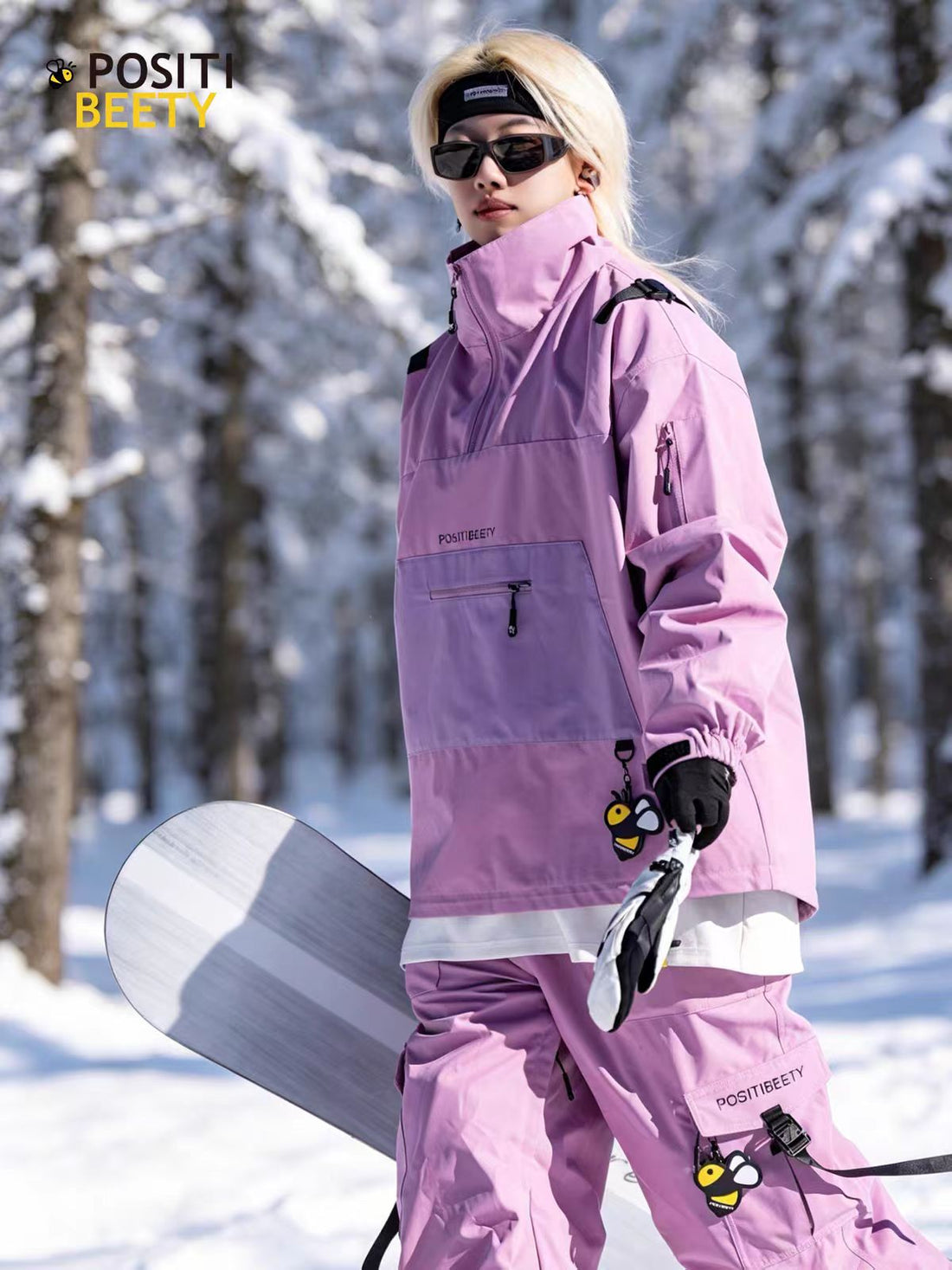 POSITIBEETY Contrasting Color Ski Suit