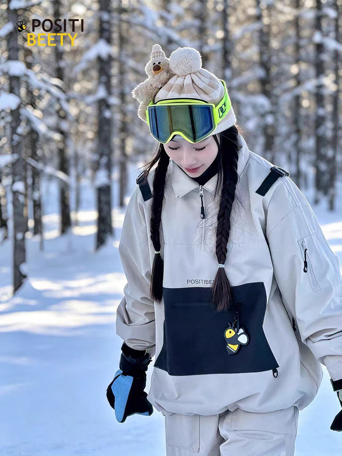 POSITIBEETY Contrasting Color Ski Suit