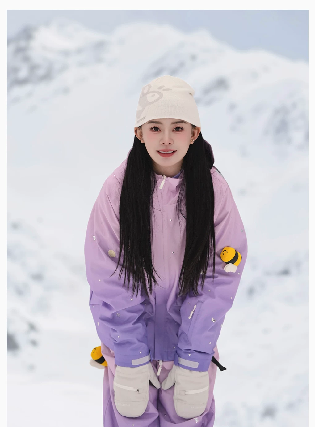 POSITIBEETY 3D Mirror Diamond Detachable Doll Snow Suit