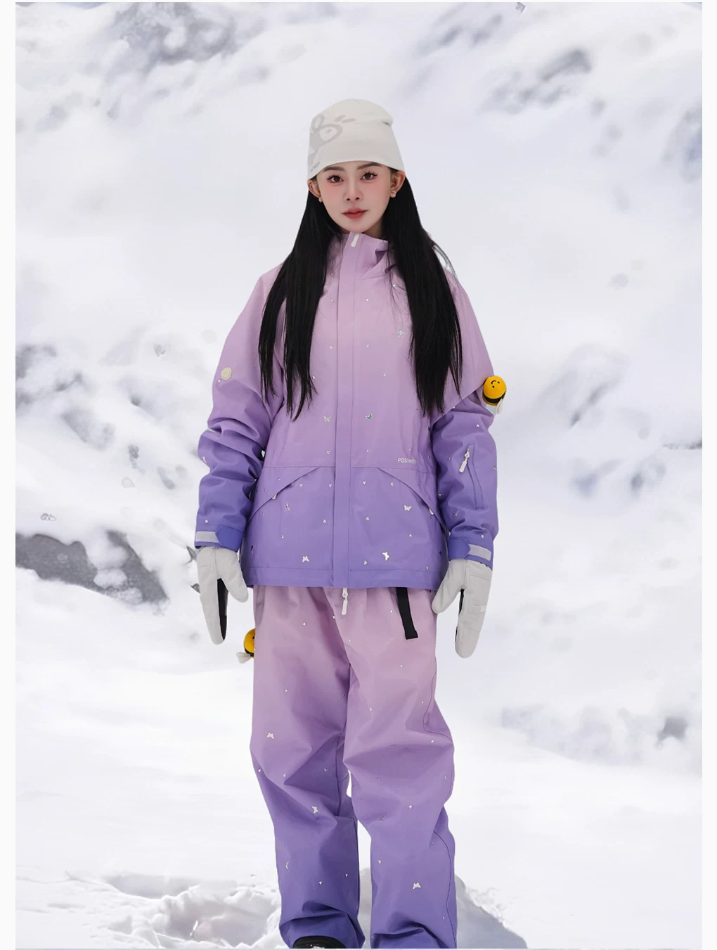 POSITIBEETY 3D Mirror Diamond Detachable Doll Snow Suit
