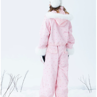 Molocoster Pink Heart Fur-Trimmed Ski Suit Set