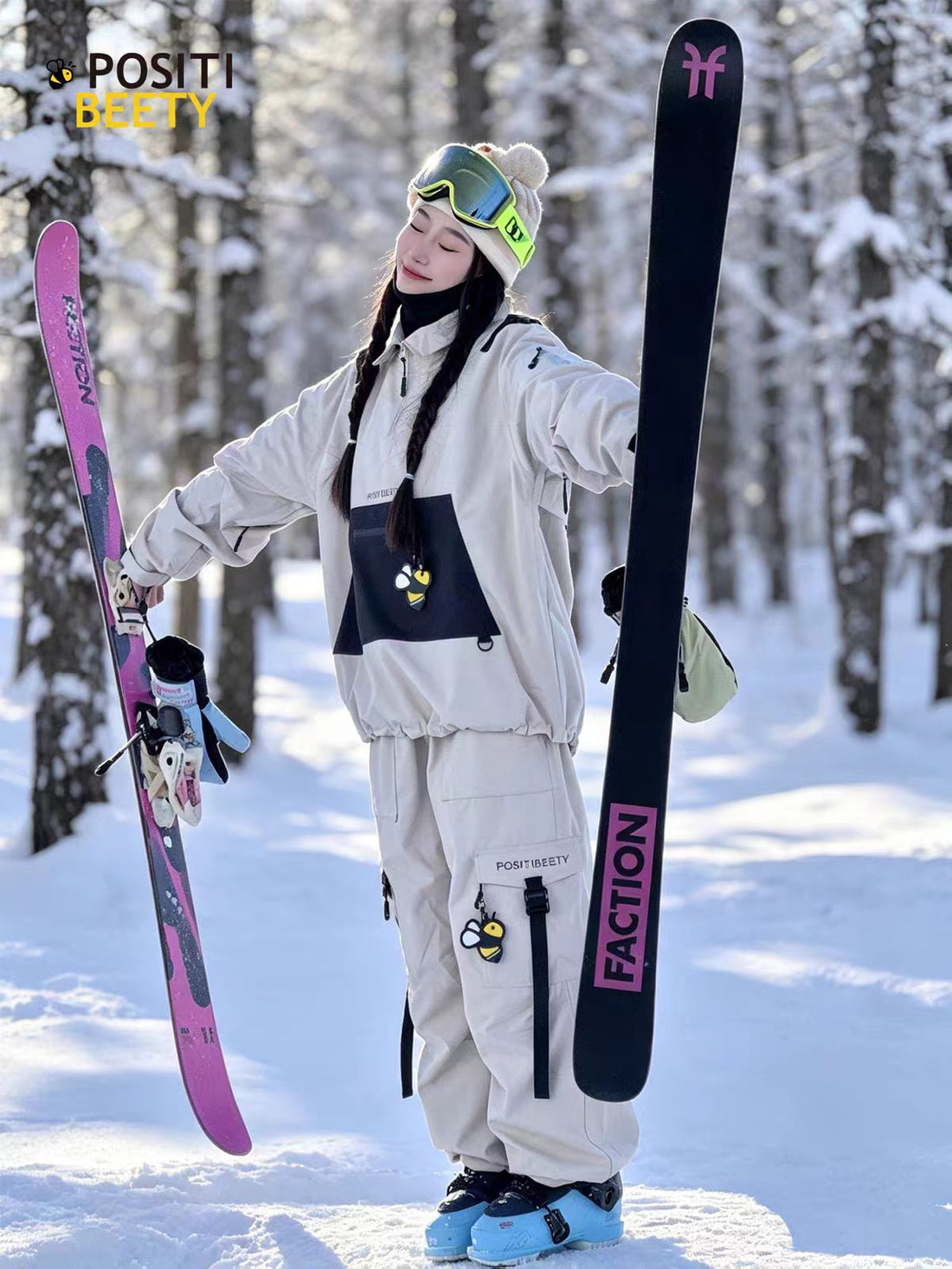 POSITIBEETY Contrasting Color Ski Suit